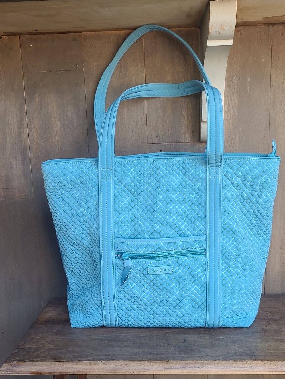 EUC Vera Bradley Seashore Quilted Tote Women's Travel Bag Large Aqua Tote